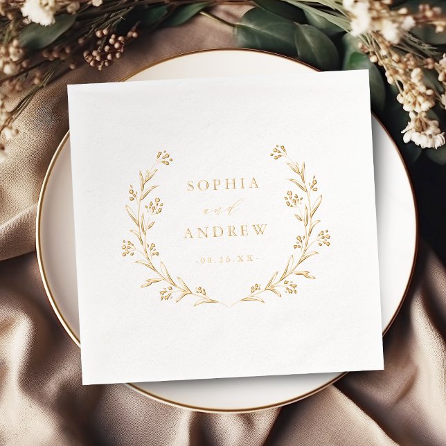 Gold Boho Botanical Floral Country Wedding (Gold Boho Botanical Floral Country Wedding Foil Napkins)