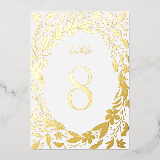 Gold Boho floral border Garden Table Numbers (Front)