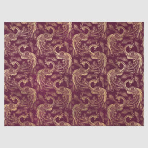 Gold Boho Peacocks on Purple Decoupage Tissue Paper