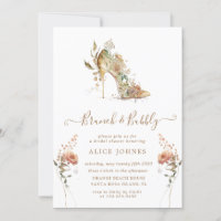gold boho stiletto shoe bridal brunch invitation