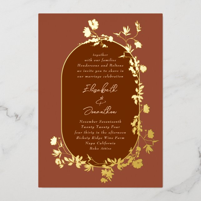 Gold Boho Terracotta Frame Wreath Floral Wedding (Front)