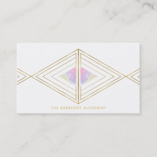 *~*  Gold Boho Triangles Sacred Geometry Alchemy Business Card