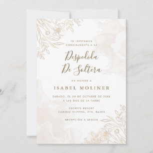 Gold Boho Wildflowers Spanish Bridal Shower Invitation