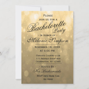 Gold Bokeh Bachelorette Party Invitation