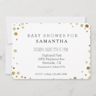 Gold Bokeh Confetti Dots baby shower Invitation