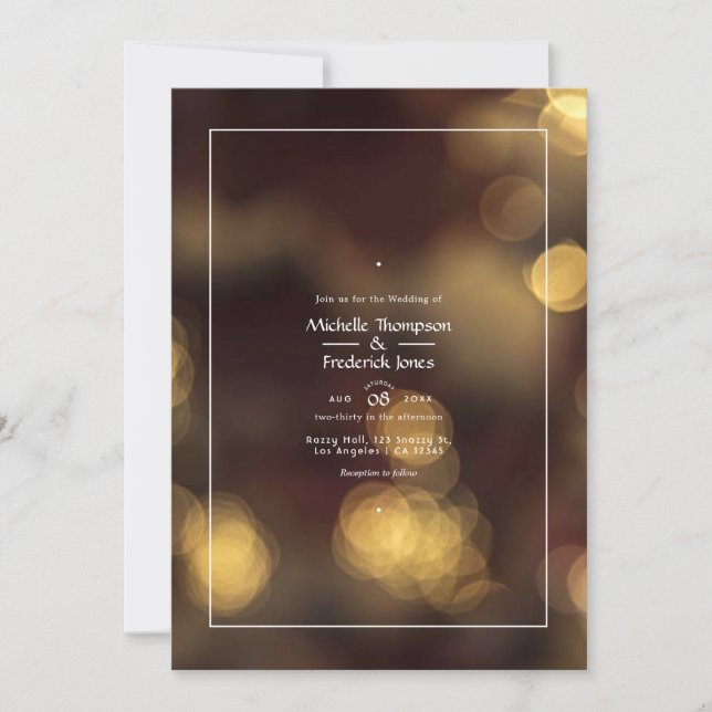 Gold Bokeh Faire-part de mariage (Devant)