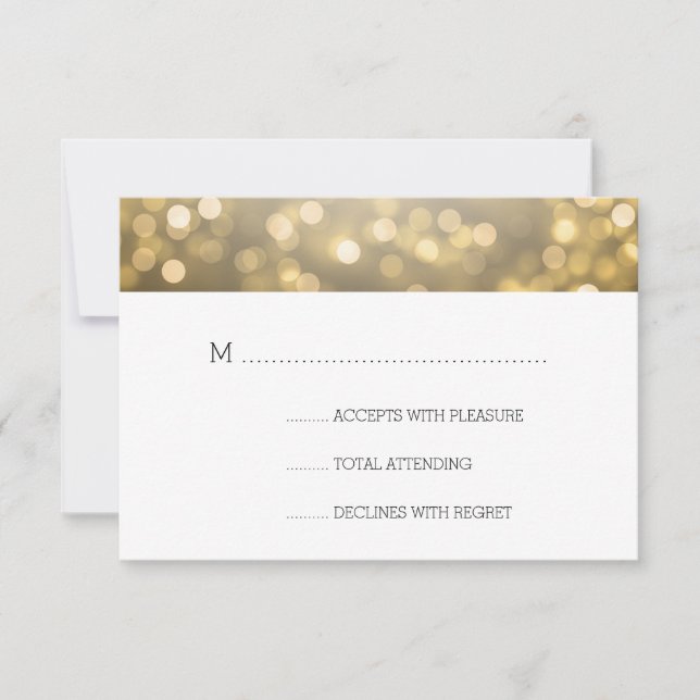 Gold Bokeh Lights Elegant Wedding RSVP (Front)