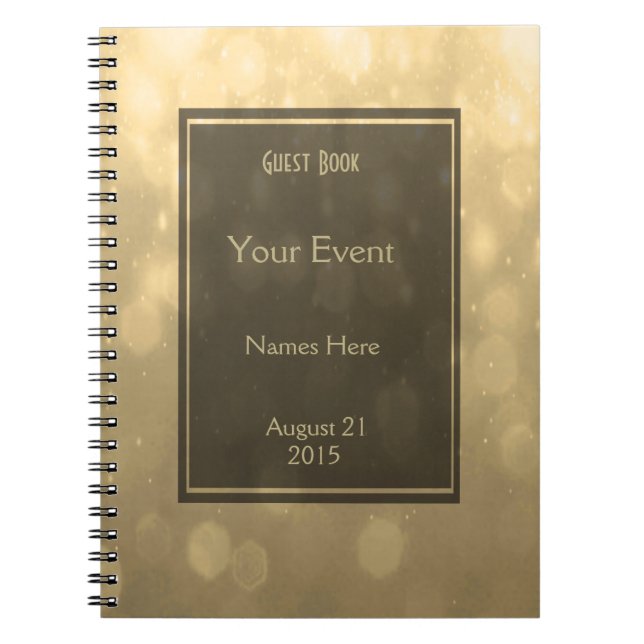 Gold Bokeh Lights Guest Book (Front)