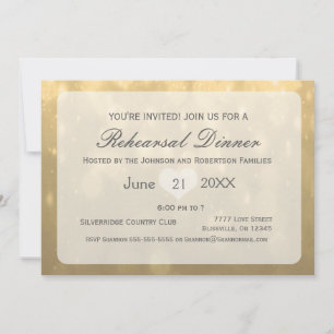 Gold Bokeh   Rehearsal Dinner Invitation