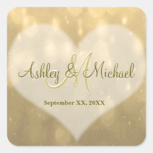 Gold Bokeh   Sticker Monogram Mariage