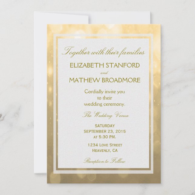 Gold Bokeh | Wedding Invitation (Front)