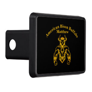 Gold Bold Bison Graphic Design Trailer Hitch Cover