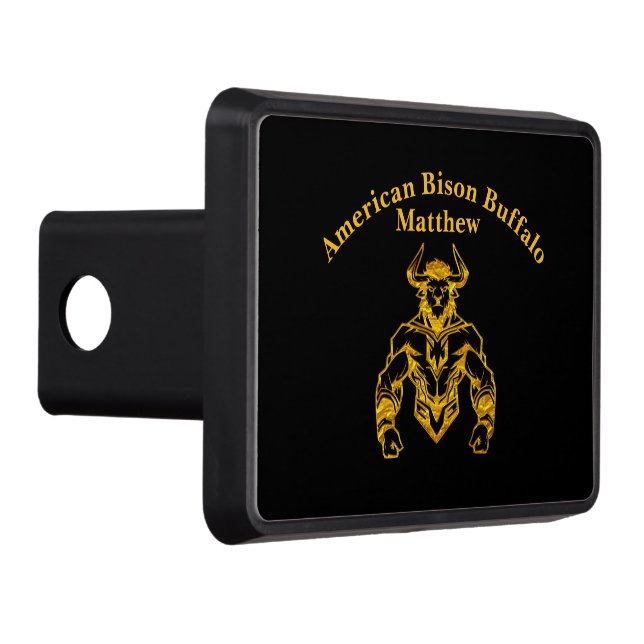 Gold Bold Bison Graphic Design Trailer Hitch Cover (Right)