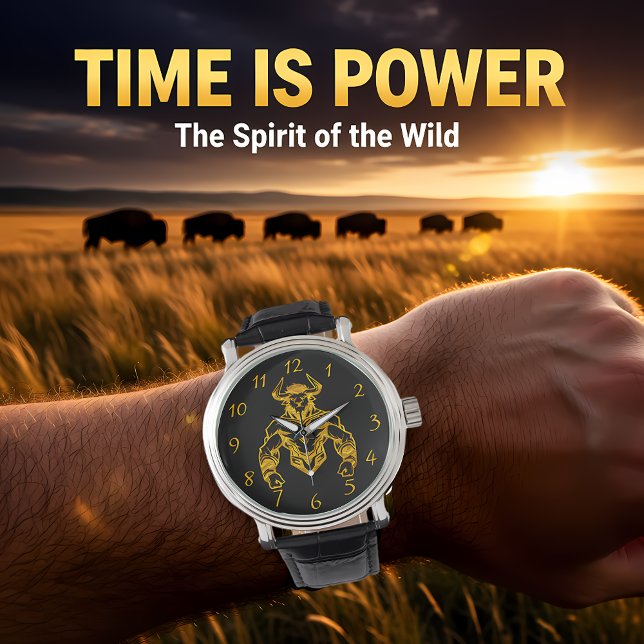 Gold Bold Bison Graphic Design Watch (Creator Uploaded)