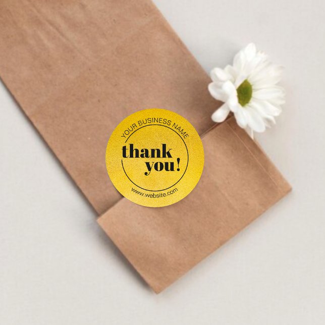 Gold Bold Business Thank You Classic Round Sticker (Creator Uploaded)
