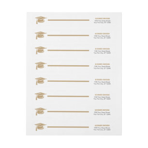 Gold Bold Cap Graduation Wrap Around Label