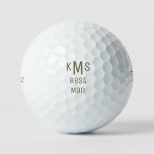 Gold Bold Font Best Man Monogram Titleist Pro V1 Golf Balls