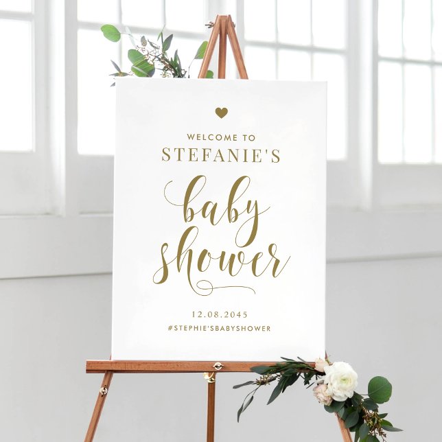 Gold Bold Script Baby Shower Welcome Poster (Creator Uploaded)