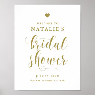Gold Bold Script Bridal Shower Welcome Sign
