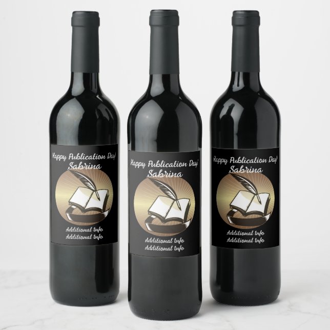 Gold Book And Quill Wine Label (Bottles)