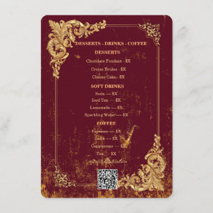 Gold Bordeaux Editable Menu with QR Code