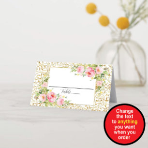 Gold Border and Floral Place Card