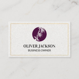 Gold Border   Bamboo Icon   Paper Texture Business Card