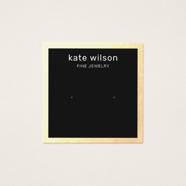 Gold Border Black Stud Earring Square Display Card (Front)
