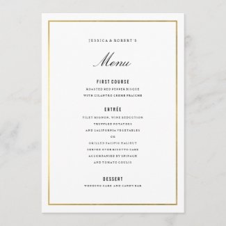 Gold Border Elegant Wedding Menu Card
