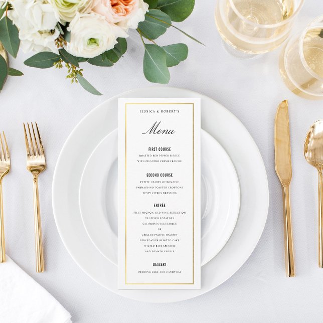Gold Border Elegant Wedding Menu Card (Creator Uploaded)