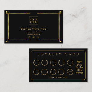 Gold Border Formal Business Store Points Loyalty Card