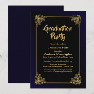 Gold Border Graduation Party Invitation