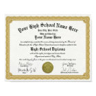 Gold Border High School Diploma Replica