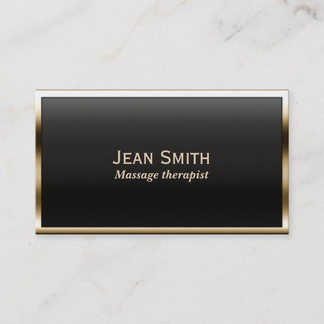 Gold Border Massage Therapist Business Card (Front)