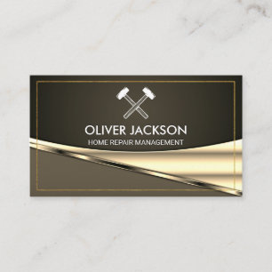 Gold Border   Metallic Background   Hardware Tools Business Card