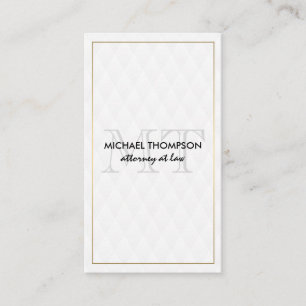 Gold Border Monogram Elegant Diamond Pattern Business Card