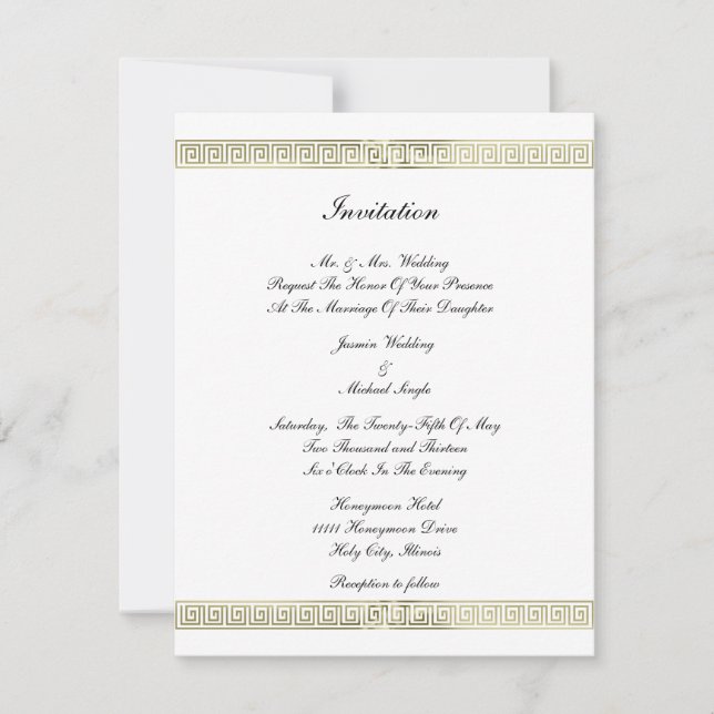 Gold Border Pattern Invitation (Front)
