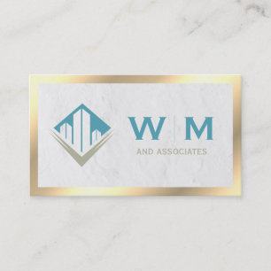 Gold Border Property Monogram Business Card