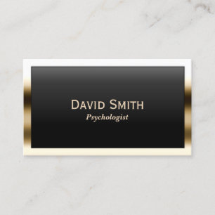 Gold Border Psychologist Business Card