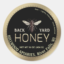 Gold Border Queen Bee with Honeycomb Honey Jar 