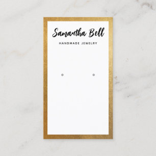 Gold Border Script White Earring Jewellery Business Card