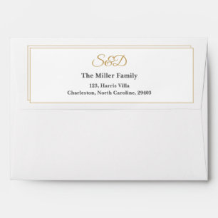 Gold Border Wedding Return Address Envelope