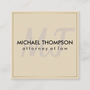 Gold Border with Monogram Square Business Card