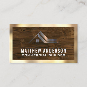 Gold Border Wood Business Card
