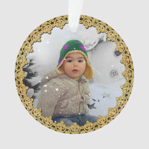 Gold Bordered Personalized Christmas Ornament