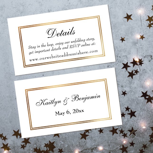 Gold Bordered White Wedding Details Insert Cards (Creator Uploaded)