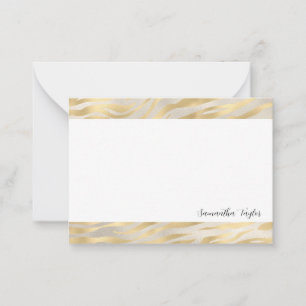 Gold Borders Script  Personalized Flat Note Cards