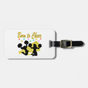 GOLD BORN TO CHEER MEGAPHONE CHEERLEADER LUGGAGE TAG