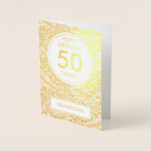 Gold Botanical 50 Today Birthday Real