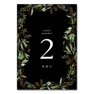 Gold Botanical Eucalyptus Elegant Greenery Black Table Number